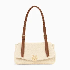 Sac Baguette Isaline En Raphia Beige Clair A Anse Tressee