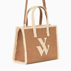 Sac Cabas Luba Camel Et Beige En Fausse Fourrure