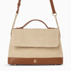 Sac Cartable Lisa En Raphia Beige A Details Camel