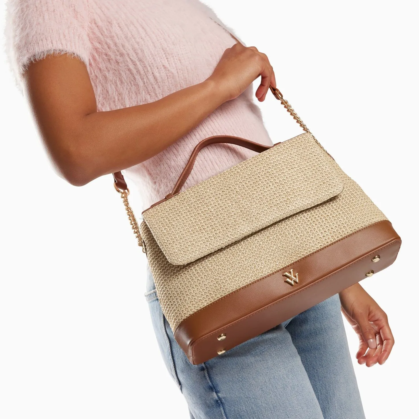Sac Cartable Lisa En Raphia Beige A Details Camel