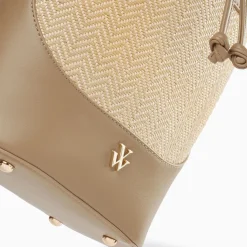 Sac Seau Maryline Taupe En Raphia Tresse