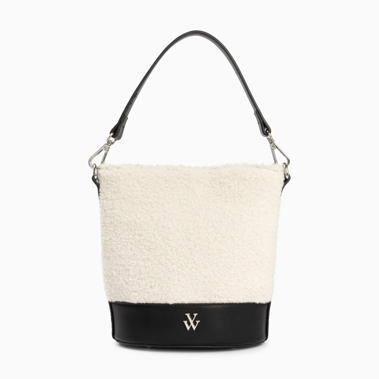 Sac Seau Milou Ivoire Et Noir En Faux Shearling