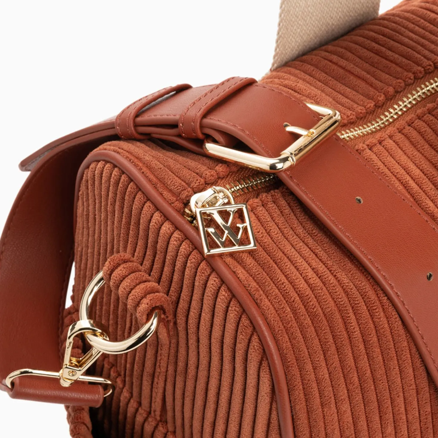Sac Week-End Adrienne Brique En Velours Cotele
