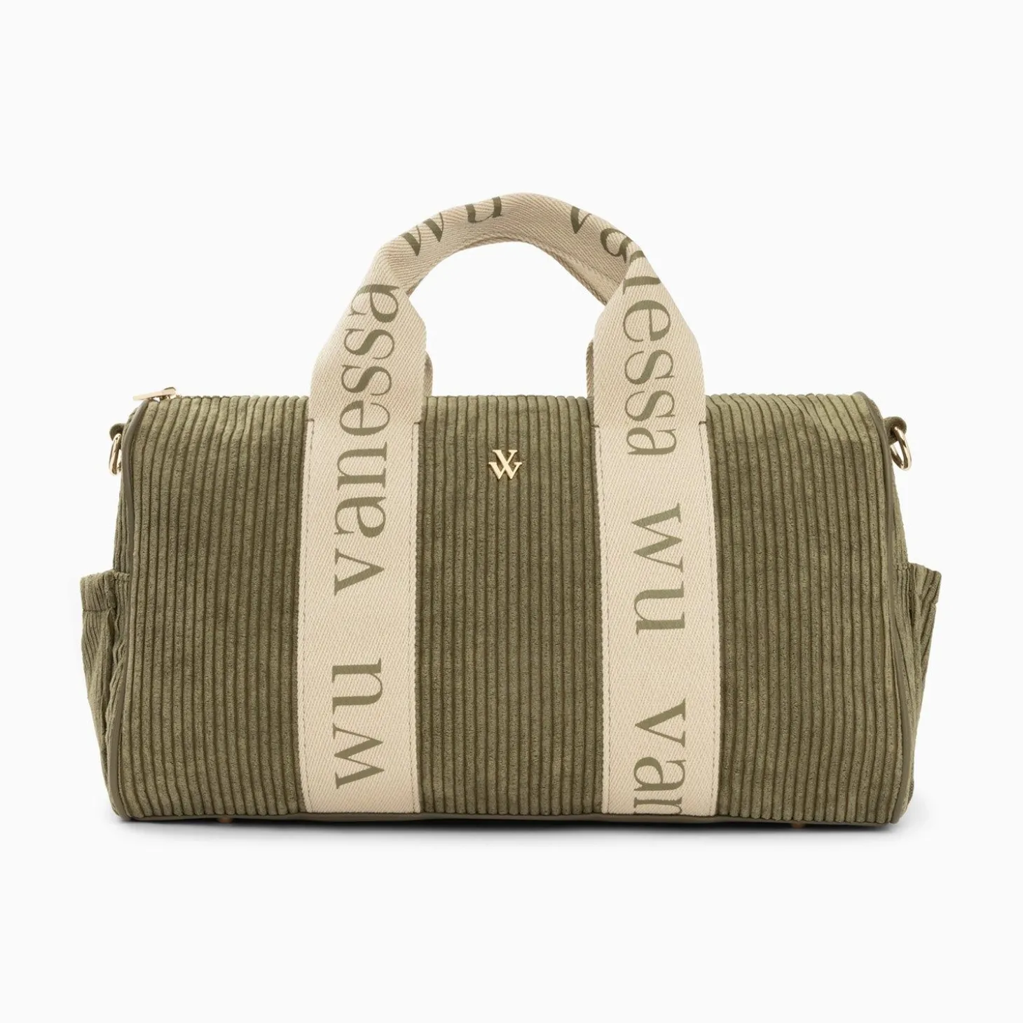 Sac Week-End Adrienne Kaki En Velours Cotele
