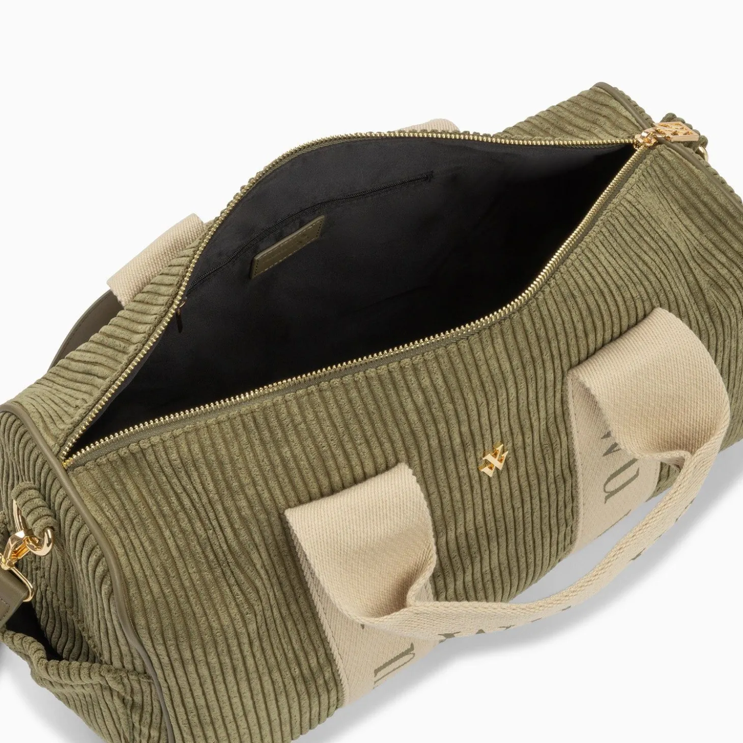 Sac Week-End Adrienne Kaki En Velours Cotele