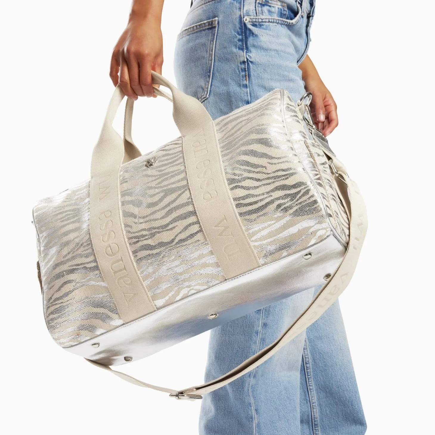 Sac Week-End Bianca Argent Zebre