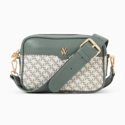 Sacoche Manelle Verte A Toile Monogramme