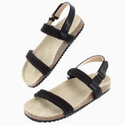 Sandales A Brides Hortense Noires En Cordes