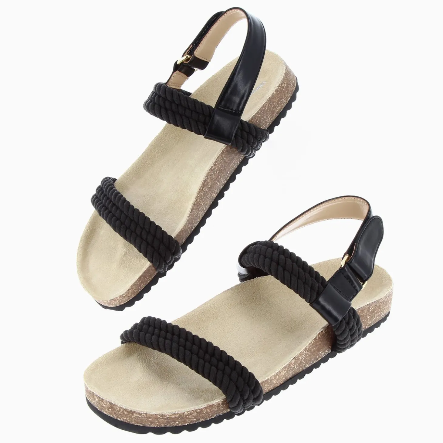 Sandales A Brides Hortense Noires En Cordes