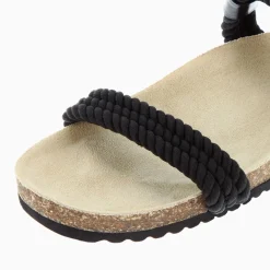 Sandales A Brides Hortense Noires En Cordes
