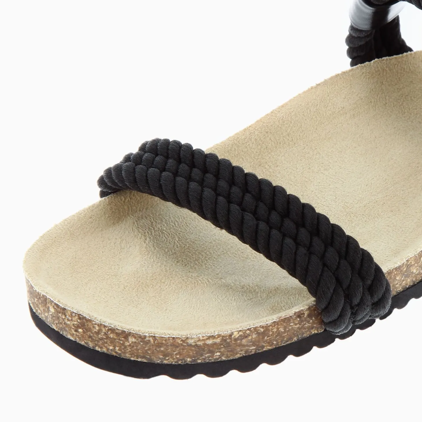Sandales A Brides Hortense Noires En Cordes