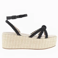 Sandales A Plateforme Et Brides Tressees Catalina Noires