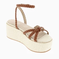 Sandales A Plateforme Et Brides Tressees Catalina Camel