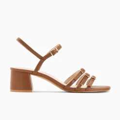 Sandales A Talon Alexandra Multibrides Brunes