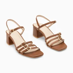 Sandales A Talon Alexandra Multibrides Brunes