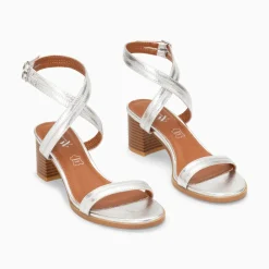 Sandales A Talon Bella Argent A Doubles Brides