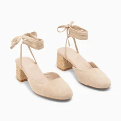Sandales A Talon Inna Beiges A Lacets