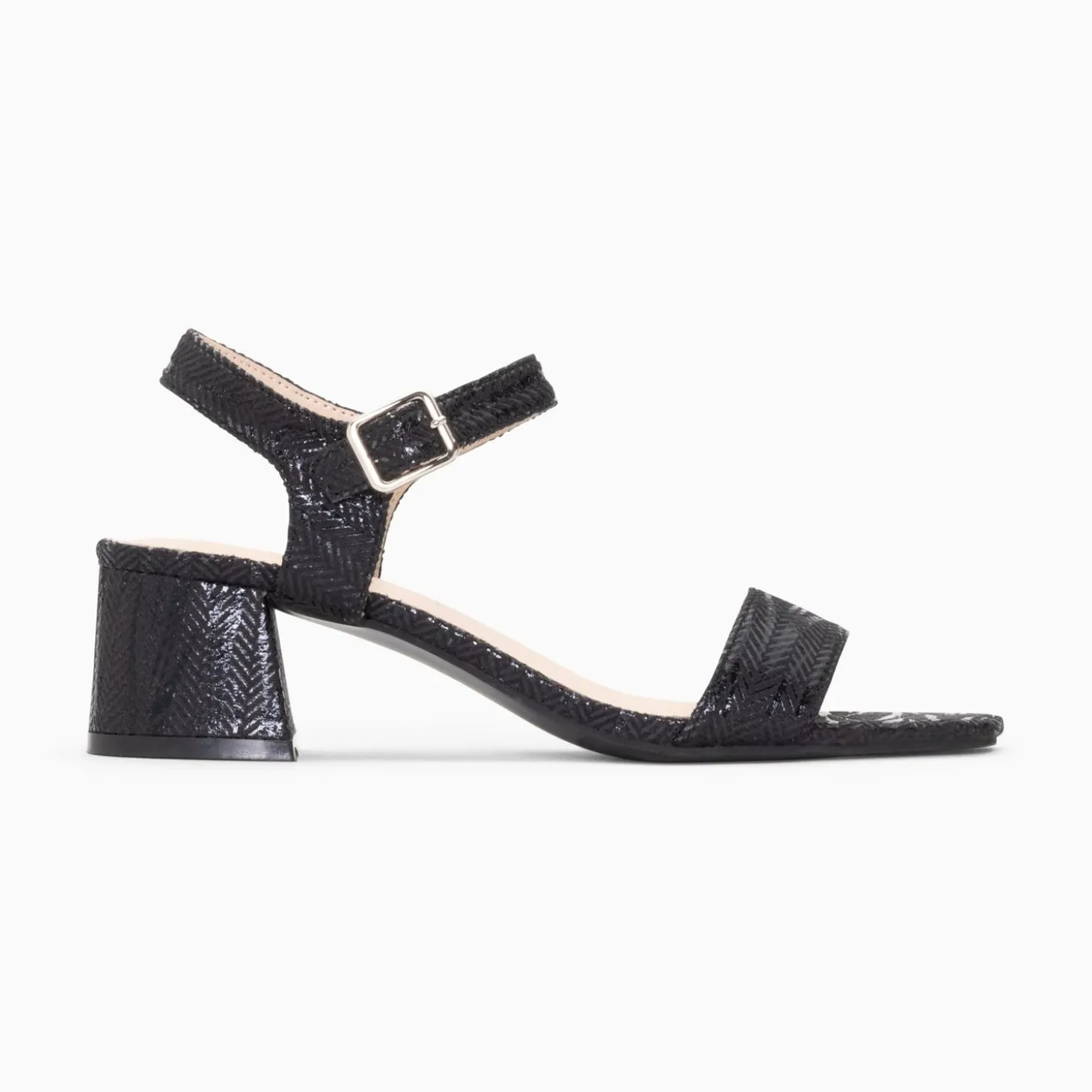 Sandales A Talon Jenna Noires En Tissu Jacquard