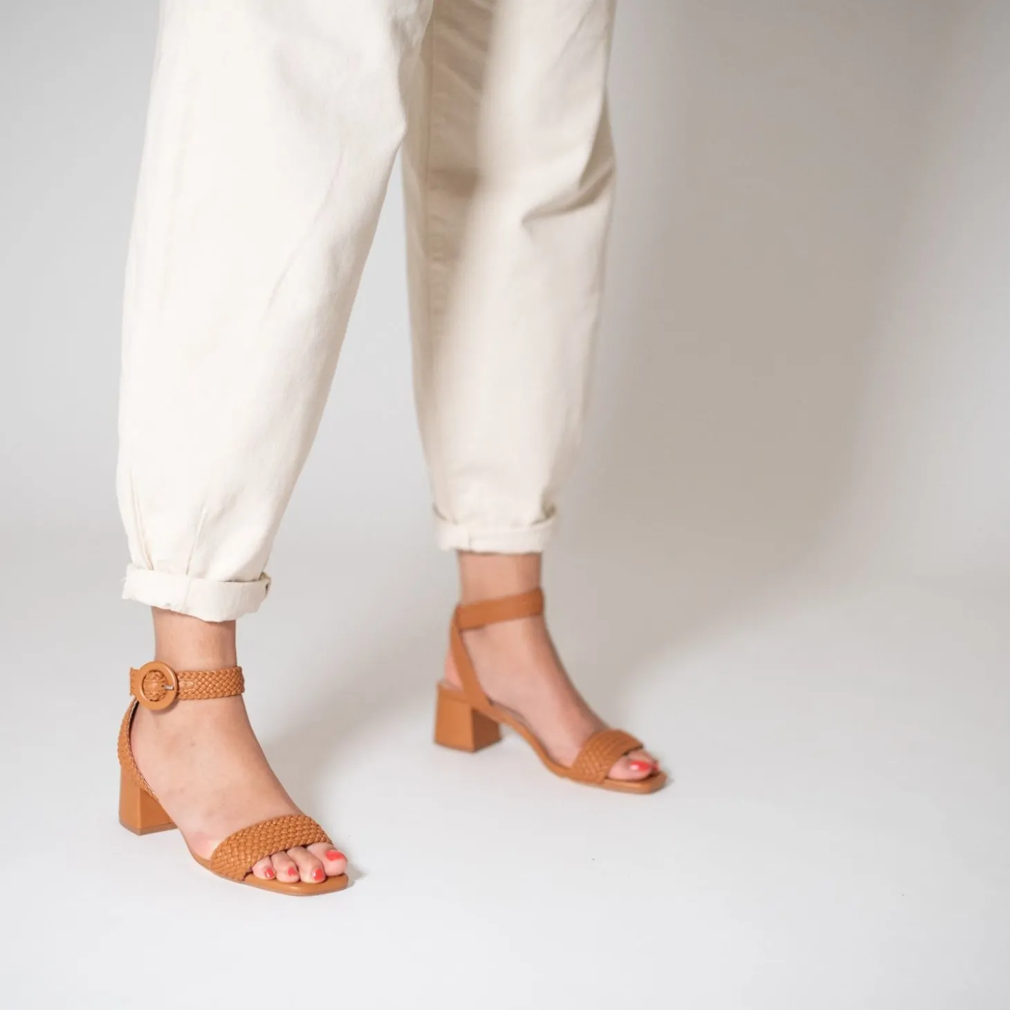 Sandales A Talon Tressees Emmeline Camel