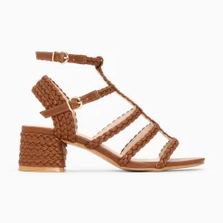 Sandales A Talon Tressees Claudia Camel