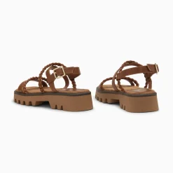 Sandales Bonnie Camel A Brides Tressees Et Plateforme Crantee