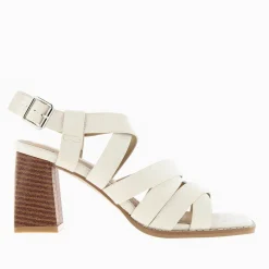 Sandales Carrie Beige Clair A Multibrides Croisees Et Talon Haut