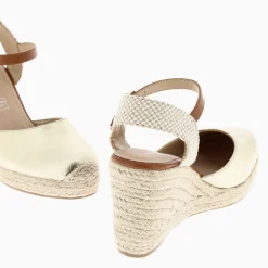 Sandales Compensees Lilou Or Texture