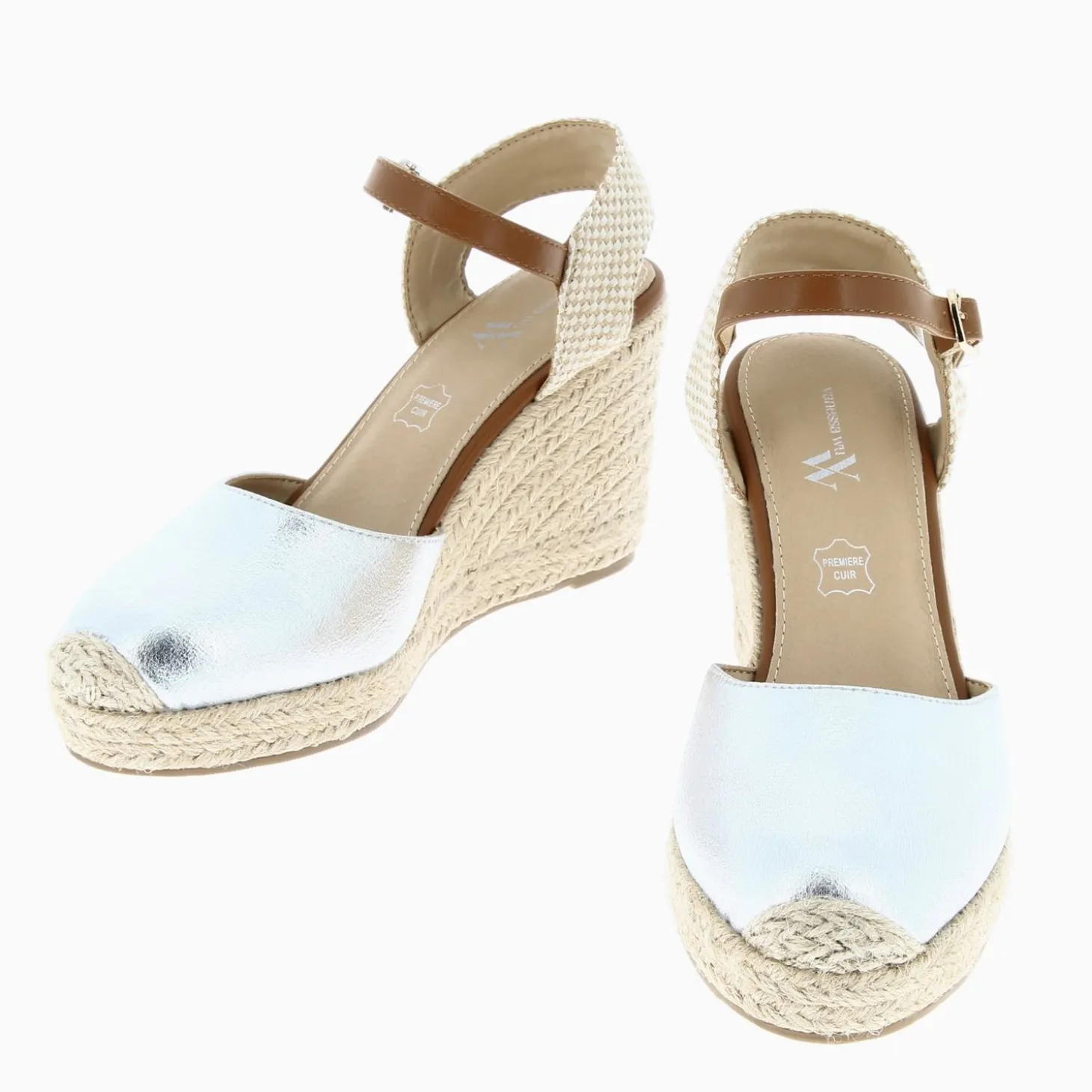 Sandales Compensees Lilou Argent Texture