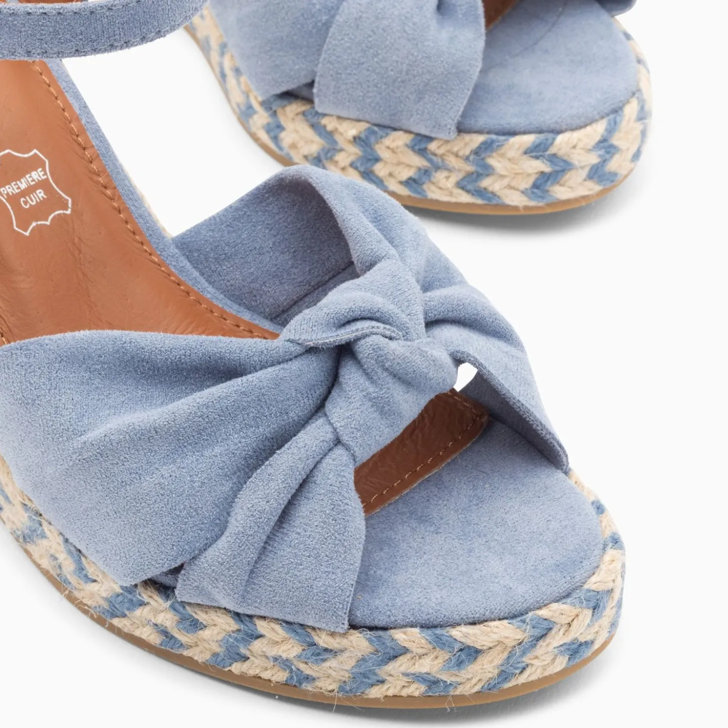Sandales Compensees Nouees Celine Bleues