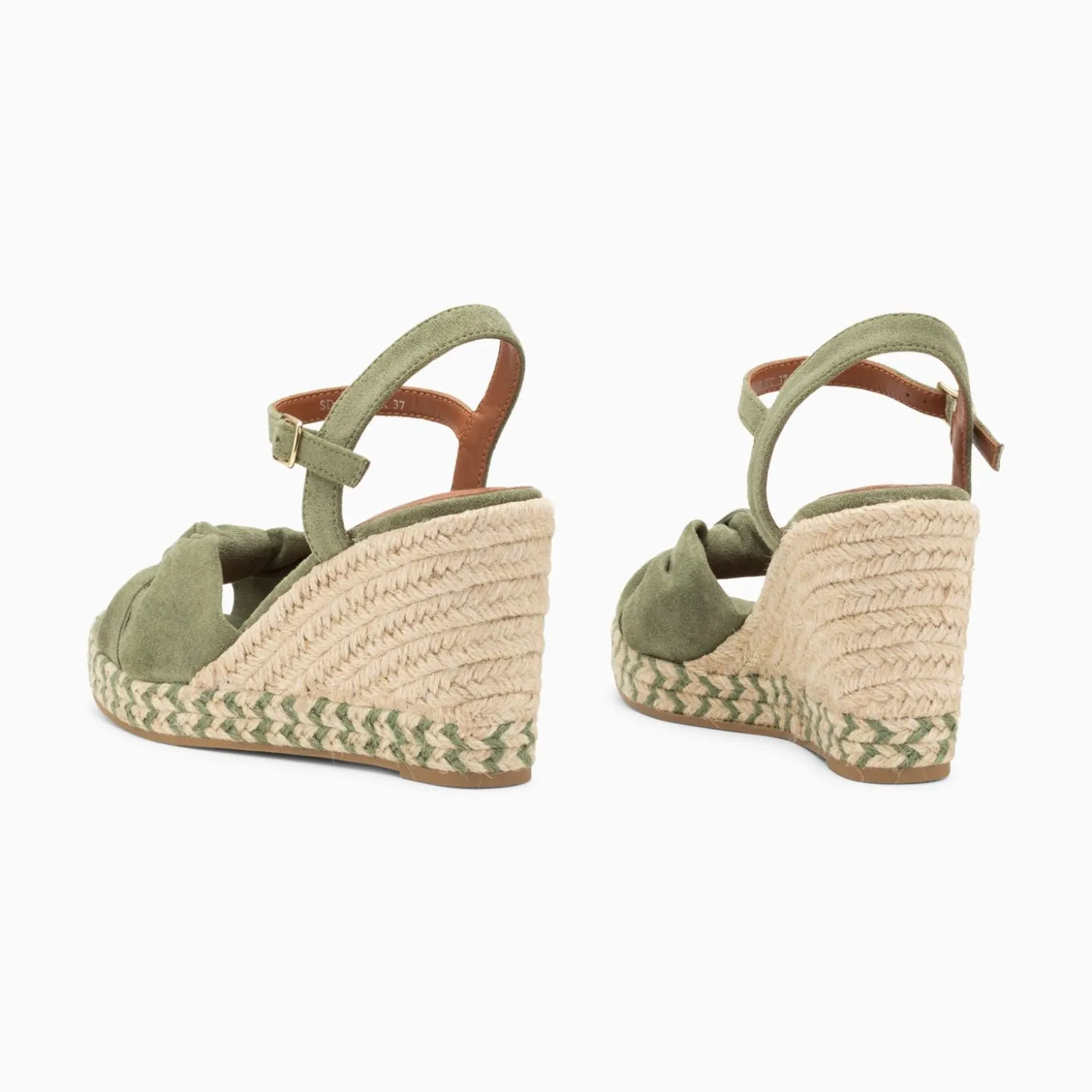 Sandales Compensees Nouees Celine Kaki Pastel