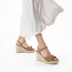 Sandales Compensees Nouees Zoella Beiges