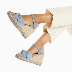 Sandales Compensees Nouees Georgina Bleues