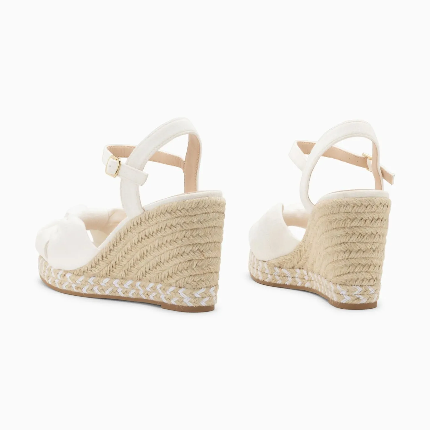 Sandales Compensees Nouees Georgina Blanches
