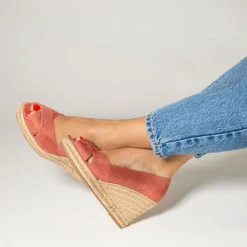 Sandales Compensees Peep-Toe Milena Brique