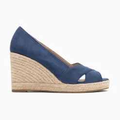 Sandales Compensees Peep-Toe Leonie Bleu Marine