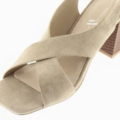 Sandales Dakota Beiges A Brides Croisees Et Talon Haut