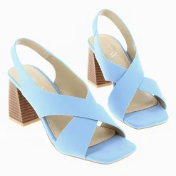 Sandales Dakota Bleu Clair A Brides Croisees Et Talon Haut