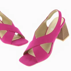 Sandales Dakota Fuchsia A Brides Croisees Et Talon Haut