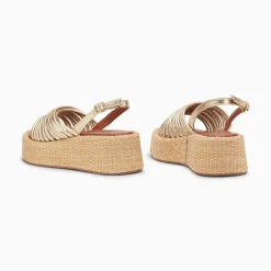 Sandales Dounia Multibrides Or A Plateforme En Osier