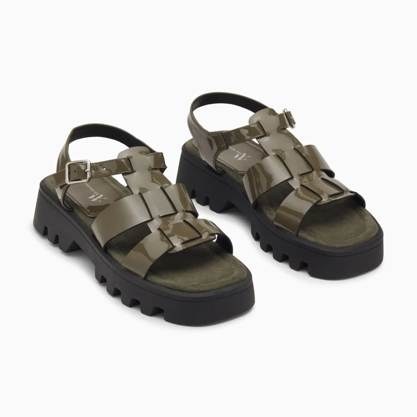 Sandales Edmee Kaki Verni A Plateforme Crantee
