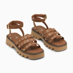 Sandales Inaya Camel A Oeillets Et Plateforme Crantee