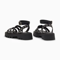 Sandales Inaya Noires A Oeillets Et Plateforme Crantee