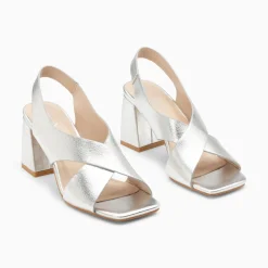 Sandales Lauren Argent A Brides Croisees Et Talon Haut