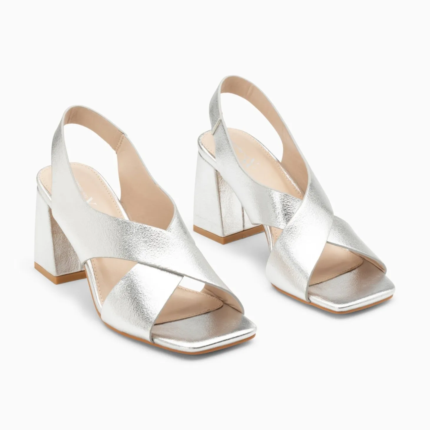 Sandales Lauren Argent A Brides Croisees Et Talon Haut
