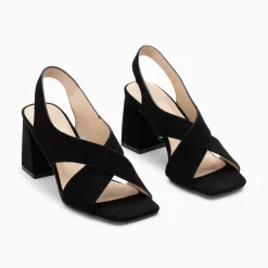 Sandales Lauren Noires A Brides Croisees Et Talon Haut