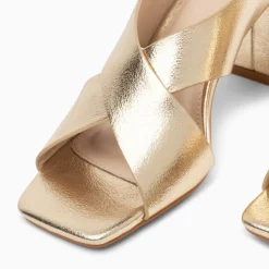 Sandales Lauren Or A Brides Croisees Et Talon Haut