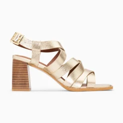 Sandales Loriane Or A Multibrides Croisees Et Talon Haut
