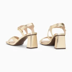 Sandales Louane Or A Brides Asymetriques Et Talon Haut