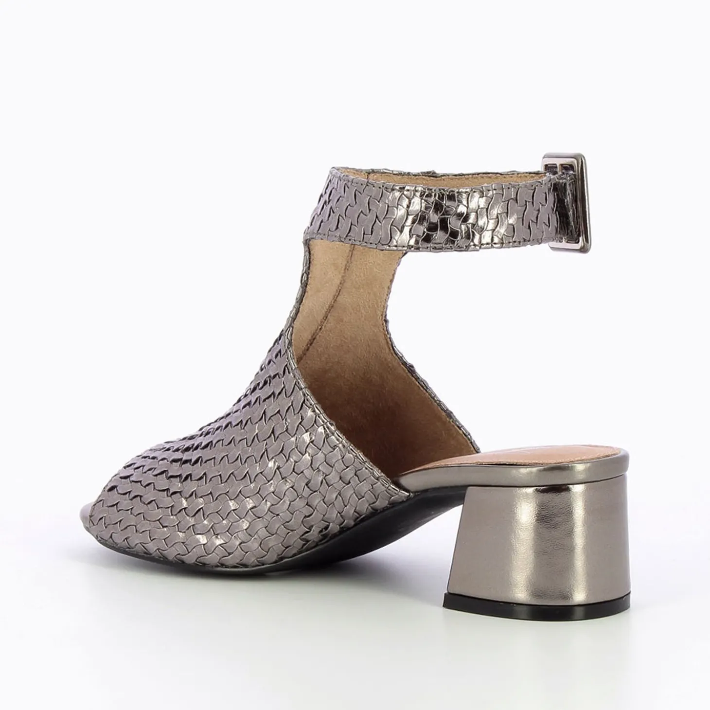 Sandales Manuella Anthracite Tressees Peep-Toe