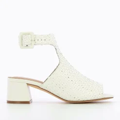Sandales Manuella Blanches Tressees Peep-Toe